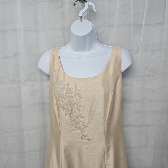 Vintage Talbots Dress Cream Beaded Silky Sleeveless Formal Wedding 6P - Picture 2 of 14
